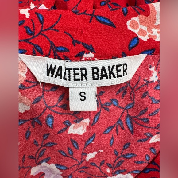 Walter Baker Clara Top Red Apple Blossom Printed Peplum Floral Blouse Small $158 - Picture 4 of 13
